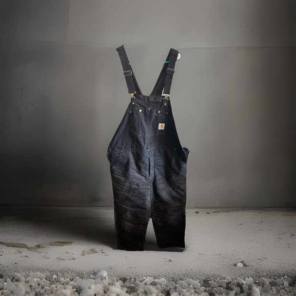 Carhartt Jackets & Blazers - 1998 Carhartt R03BLK Duck‎ Bib Overalls 42x30 Black Union Made USA Quilt Lined